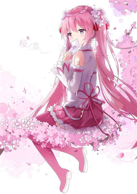 Anime anime girls Sakura Miku long hair pink hair pink, aesthetic anime ...