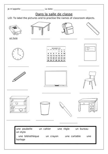 French Classroom Objects