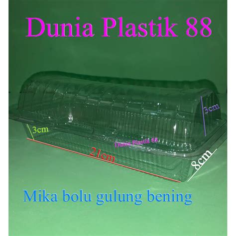 Jual Harga Pcs Bg Mika Lipat Bening Roti Bolu Gulung Wadah Plastik