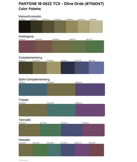 Pantone 18 0622 Tcx Olive Drab Color Palettes