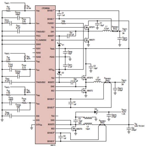 Ltc3859atypical Application Reference Design Dc To Dc Multi Output Power Supplies