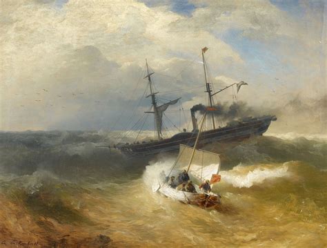 Andreas Achenbach Dampfschiff Und Segelboot In St Rmischer See