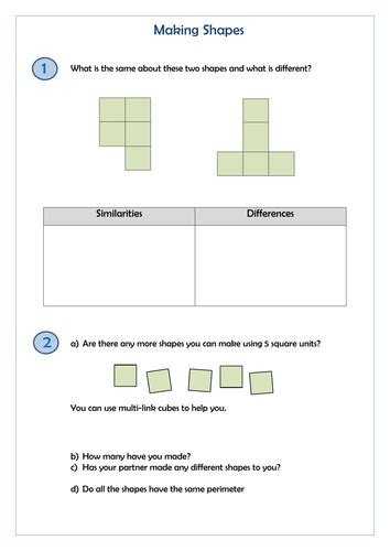 Year 4 Measurement Area Spring Week 4 What Is Area Counting Square And Making Shapes