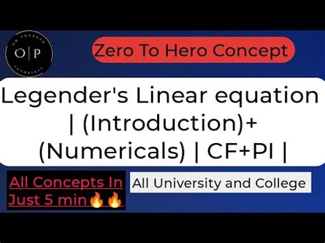 Legendre S Linear Equations Differential Equations Of Higher Order