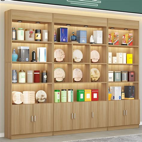 Multi Shelf Modern Contemporary Style Wood Hutch Cabinet For Living