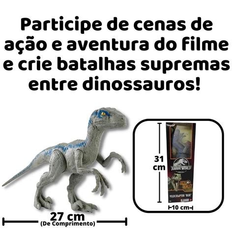 Figura Dinossauro Velociraptor Blue Jurassic World Mattel Jp Toys