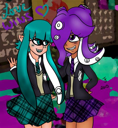 Octoling And Squidling Love Wins By Tibby San On Deviantart