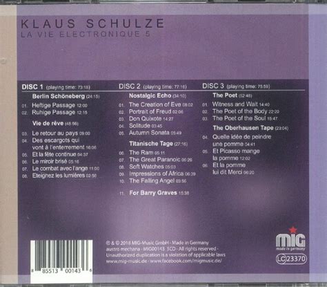 Klaus Schulze La Vie Electronique 5 Cd At Juno Records