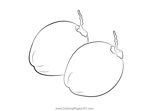 Green Coconut 2 Coloring Page For Kids Free Coconut Printable