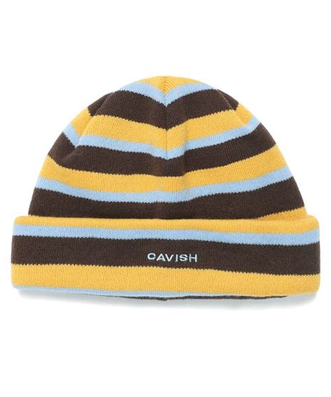 MUSINSA CAVISH STRIPED EMB BEANIE MUSTARD CV2DFUAB61A