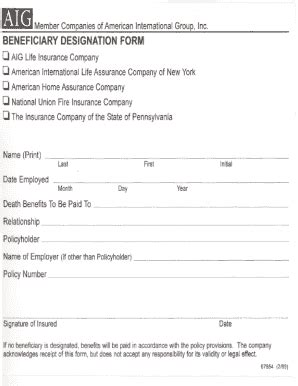 American General Life Ins Beneficary Forms Fill And Sign Printable