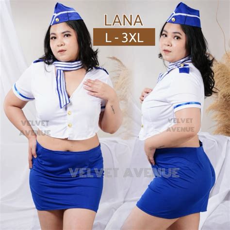 Jual Lingerie Kostum Cosplay Costume Pramugari Lana Seksi Sexy Jumbo Bigsize Xxl Xl Fit To Xl