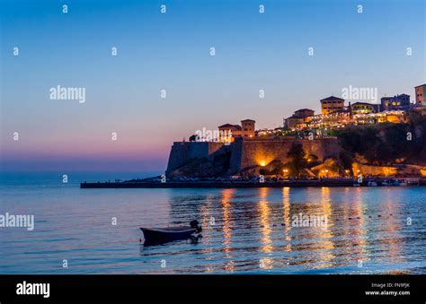 Ulcinj old town fortress after sunset Stock Photo - Alamy