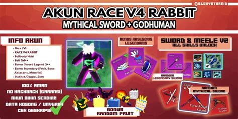 Beli Akun Akun Blox Fruit Race Rabbit V4 Awakening Mythical Sword