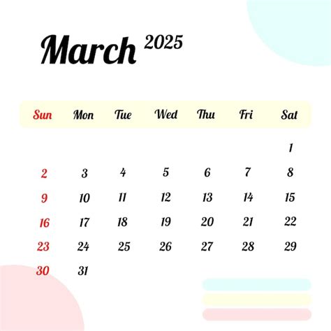 Calendário de março de 2025 | Vetor Premium