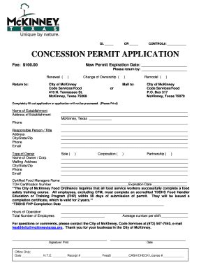 Fillable Online Ol Or Control Concession Permit Application Fax Email