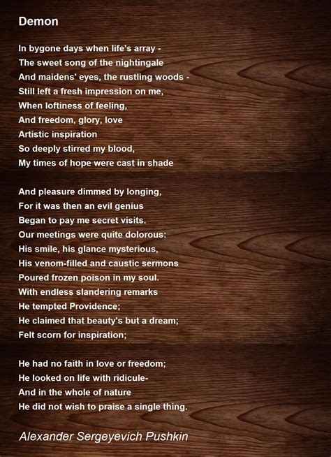 Demon Poem By Alexander Sergeyevich Pushkin Poem Hunter