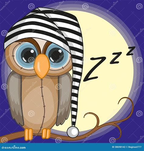 Sleepy owl stock vector. Image of drawing, bird, animals - 38698142