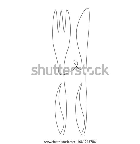 Fork Knife Line Drawing Vector Illustration Stock Vector (Royalty Free ...