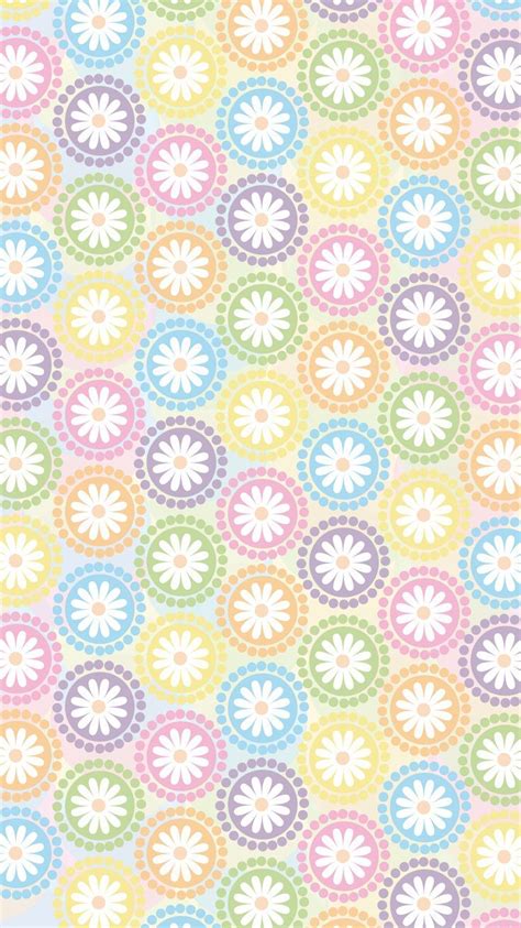 Pastel Circles With Flower And Dots Phone Wallpaper