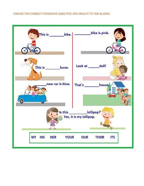 Possessive Adjective Worksheets