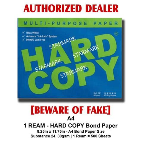 Hard Copy Bond Paper A4 8 25x11 75in Bond Papers Copy Paper Papers