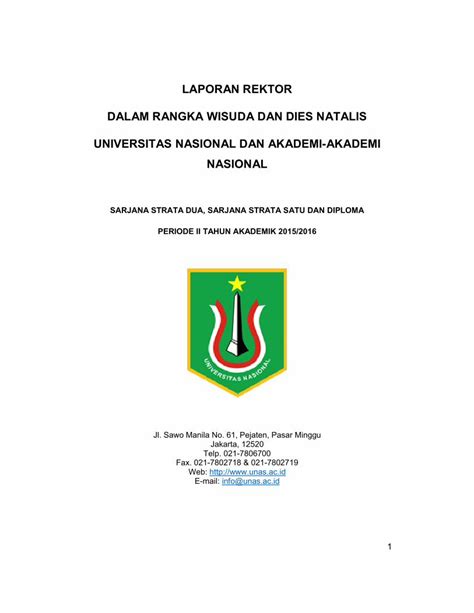 Pdf Laporan Rektor Dalam Rangka Wisuda Wisuda Dan Pelepasan Para