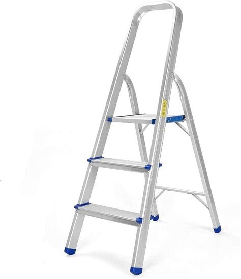 Aluminum 3 Step Ladder Folding Step Ladder Anti Slip With Rubber Feet