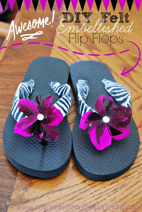 DIY Felt Embellished Flip Flops Craft Tutorial Embellished Flip Flops