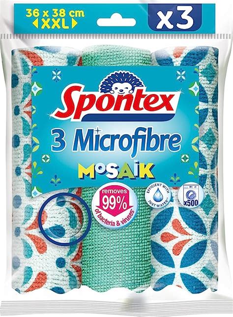 Spontex Microfibres Mosaik 3 Microfibres Esthétiques Amazonfr