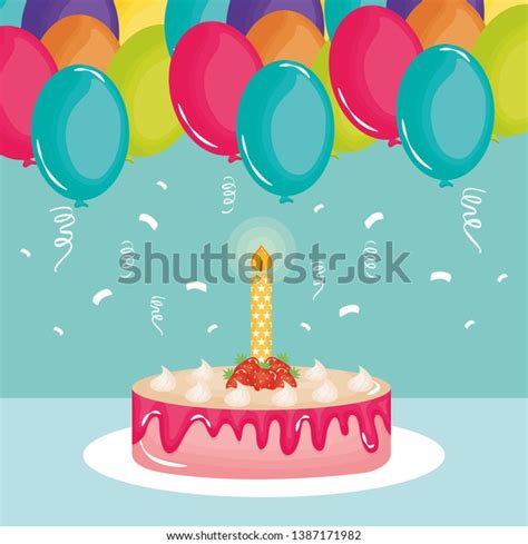 Happy Birthday Card Sweet Cake Candle Stock Vector Royalty Free