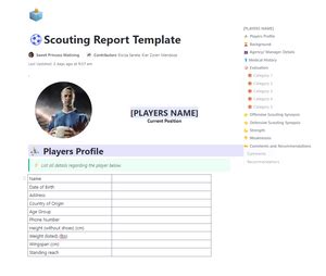 Scouting Report Template By Clickup