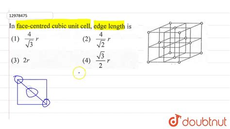 In Face Centered Cubic Unit Cell Edge Length Is Youtube