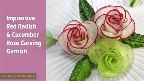 Red Radish Rose Carving Garnish - How To Make Radish Flower | Radish ...