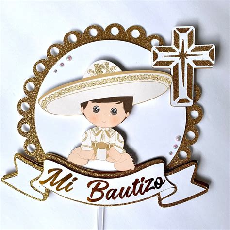 Custom Mi Bautizo Gold Charro Theme Christian Baptism Backdrop