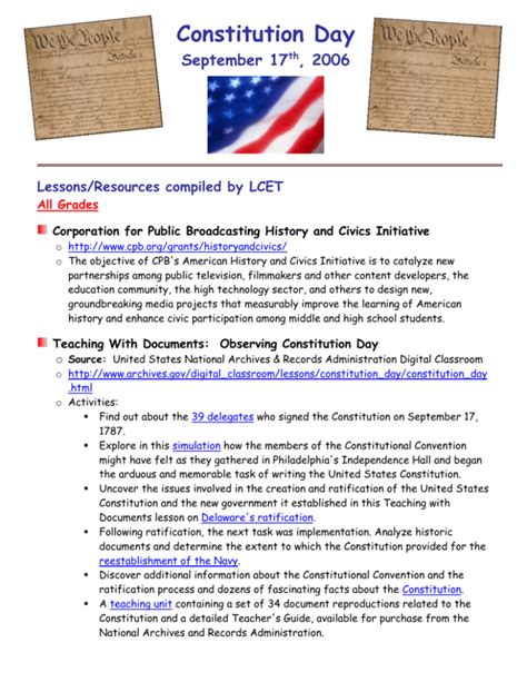 Delacerda—resources For Constitution Day Lessons