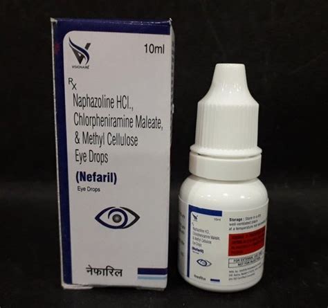 10 Ml Nefaril Naphazoline Hcl Chlorpheniramine Maleate And Methyl Cellulose Eye Drops Medicine