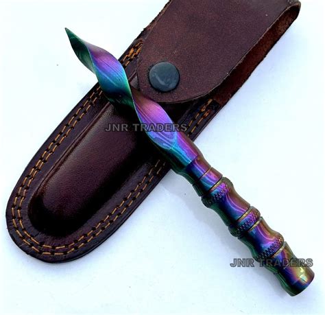 Tri Dagger Handmade Damascus Tri Edge Dagger Hunting Knife Fixed Blade Knife Knife for Men With ...