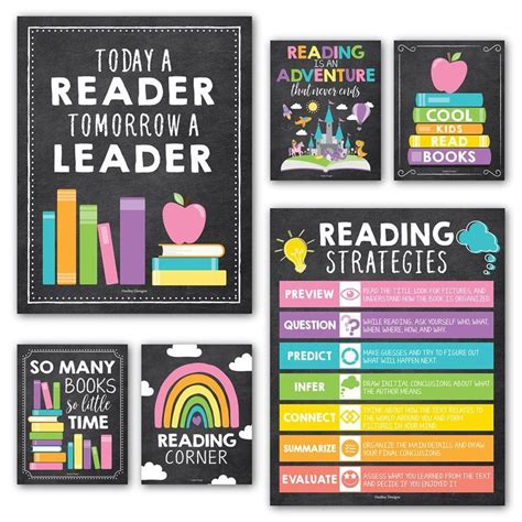 6 Colorful Reading Posters For Classroom Library Decorations For School ...