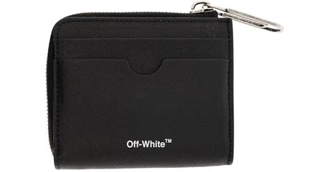 Off White C O Virgil Abloh Leather Binder Diag Saff Zip Wallet In Black