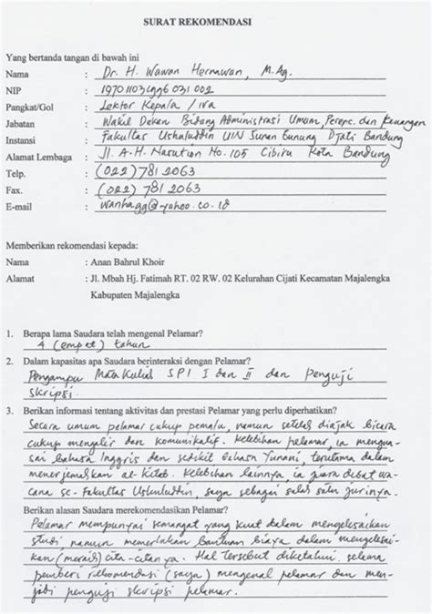 Surat Rekomendasi Beasiswa