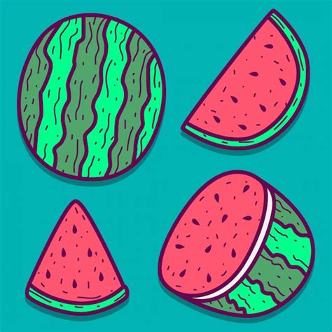 Premium Vector Hand Drawn Cartoon Watermelon Doodle Design