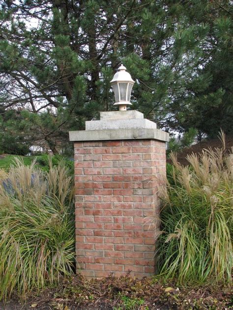 Brick Pillar Driveway Entrance With Light