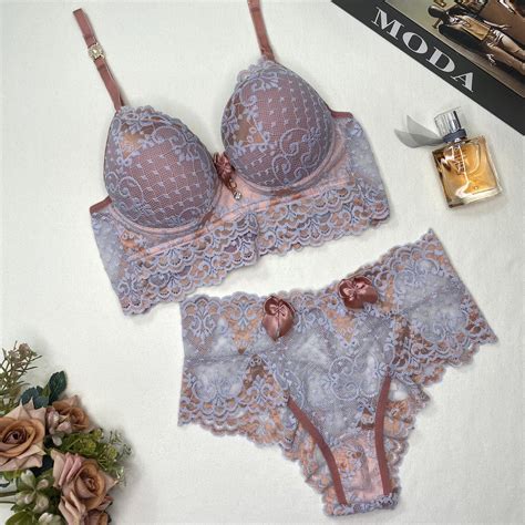 Conjunto De Lingerie Luna Cromo Ouro Rosa Dolce Pecado