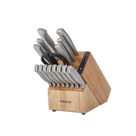 Farberware 16 Piece Edgekeeper Stainless Steel Block Set With Built In Knife Sharpener 5264508