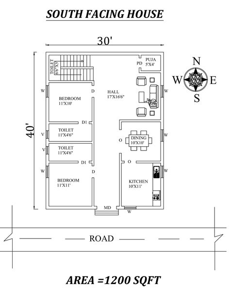 30x40 2bhk Awesome South Facing House Plan As Per Vastu Shastra