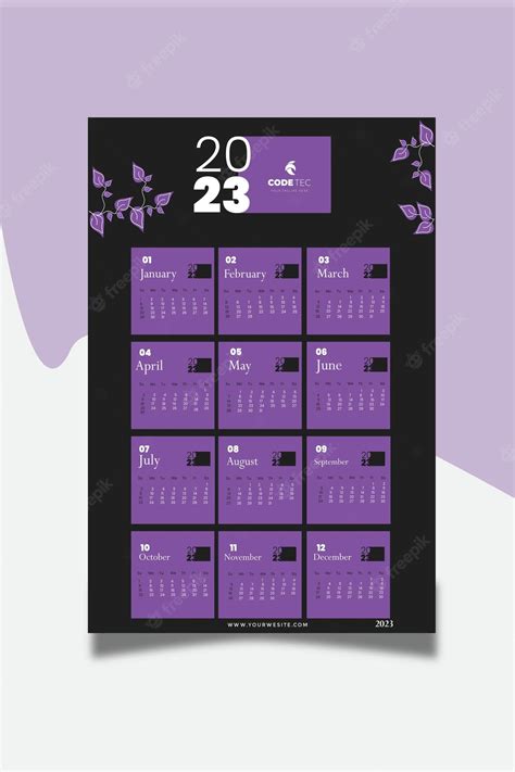 Plantilla De Calendario De Pared 2023 Vector Premium