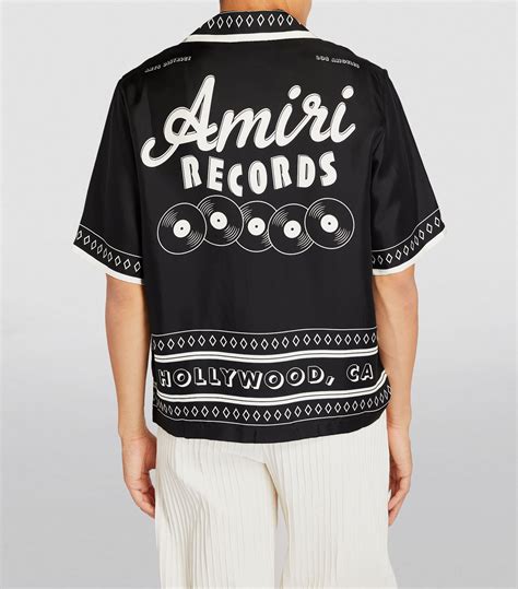 Mens Amiri Black Silk Amiri Records Bowling Shirt Harrods Uk