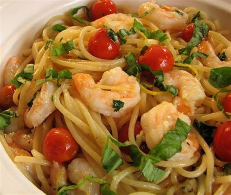 Recette Spaghetti Aux Crevettes Tomates Ail Citron Et Basilic