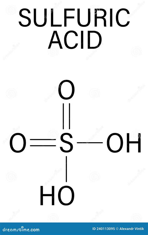 Sulfuric Acid Strong Mineral Acid Molecule Skeletal Formula Stock